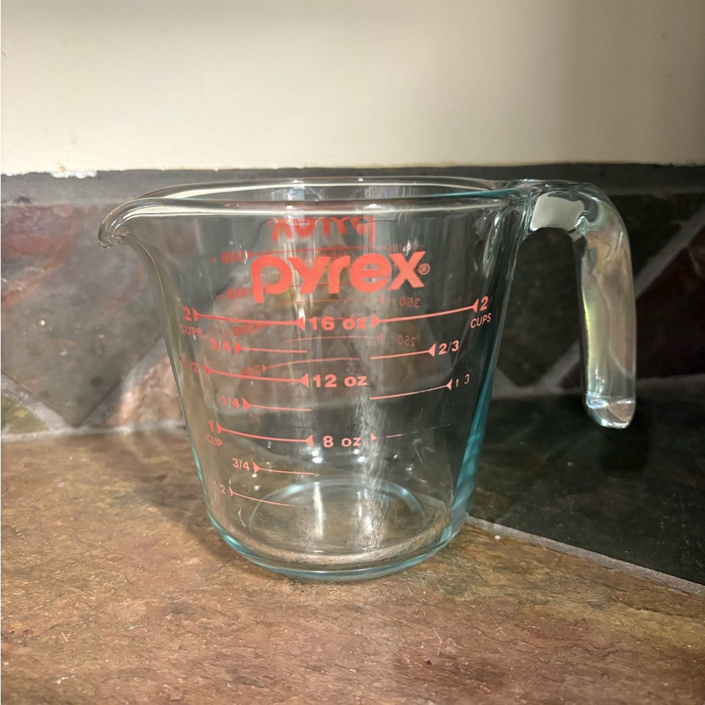 Pyrex Clear Glass Cup with Red Markings